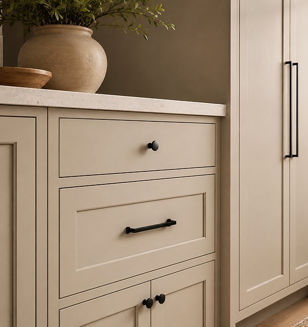 Warm beige cabinetry